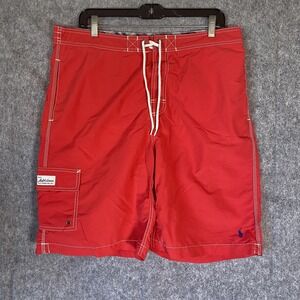 Polo Ralph Lauren Swim Trunks Shorts Mens Medium Red Board Cargo Y2K Beach
